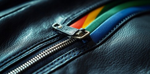 With black stitching and a gold zipper, this leather bag is colorful and stylish.