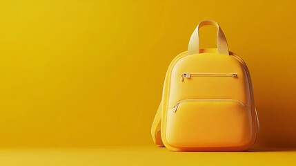 3D vector illustration of a yellow backpack, emphasizing the back-to-school and education theme