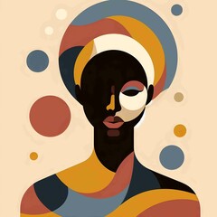 Flat Style Minimalist Portrait; Simplified, flat illustration of people with minimal features but strong color blocking and composition. This style has simplicity and abstract nature.