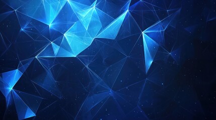 Wall Mural - Abstract Blue Geometric Pattern with Glowing Lines and Stars