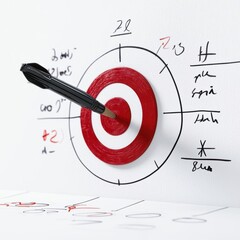 A dart hitting the center of a target symbolizing precision and success in goal achievement and strategy.,3D