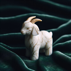 White marble goat figurine with gold details for modern home decor and symbolic gift ideas. Ideal for Christmas, New Year, Valentine's Day, and unique holiday presents 