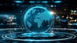 © VIK - A futuristic 3D holographic globe interface displaying a dynamic worldwide search engine symbolizing real-time access to worldwide data