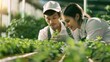 © Fotograf - A couple admiring and studying some greenery, possibly for gardening or scientific purposes