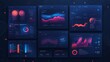© Premium_art - modern user interface dashboard templates examples with dark theme and neon elements. data visualization concept.