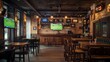 © PaulShlykov - Empty sports bar interior with tv screen
