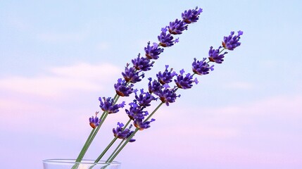 Poster -   A vase with purple flowers sits atop a table alongside another vase containing the same hue