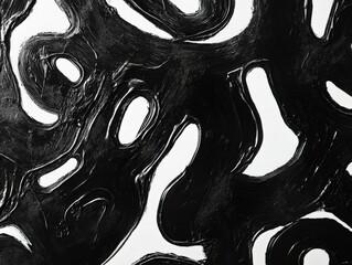 Wall Mural - Abstract black and white texture with flowing patterns in modern art