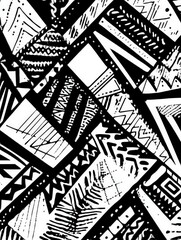 Wall Mural - Abstract black and white geometric patterns with intricate designs