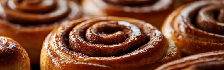 Wall Mural - Freshly baked cinnamon rolls cooling on a countertop in a cozy kitchen