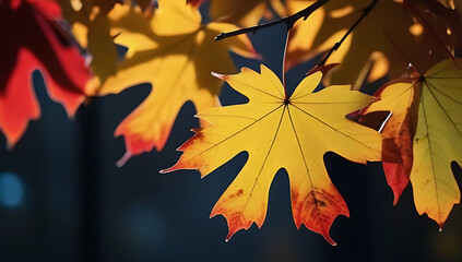 Wall Mural - maple leaves on the ground