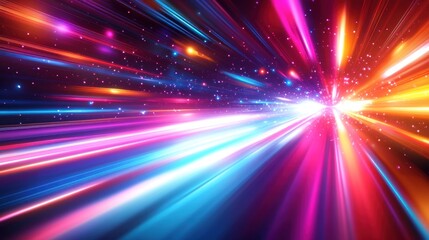 Abstract Light Streaks and Glowing Particles in a Dark Background