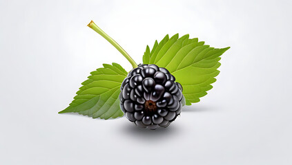 Wall Mural - fresh organic blackberry sliced leaves isolated white background clipping path