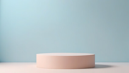 Wall Mural - minimalist interior studio room empty podium pastel blue background product display mockup rendering mockup