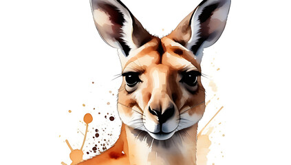 Wall Mural - watercolor illustration kangaroo kangaroo isolated white background creative conceptual wildlife animal art uses abstract brush strokes touch realism