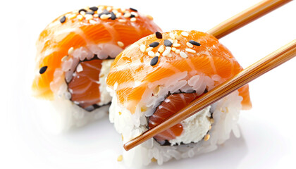 Wall Mural - Fresh traditional japanese sushi with salmon