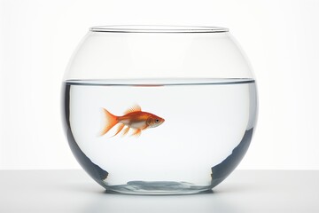 Fish bowl on white background with nothing inside 