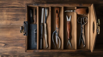 Vintage Tools in a Wooden Box