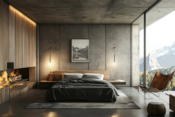 Sticker - Elegant Bedroom Design with Modern Furniture and Contemporary Style