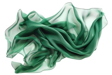 A detailed shot of a green scarf lying flat on a white surface