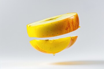 Poster - A single sliced apple sitting on a white background