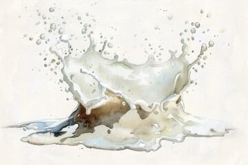 Canvas Print - A splash of milk depicted in watercolor style