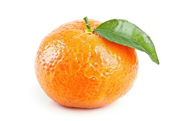 Poster - Fresh orange with a green leaf sitting on top