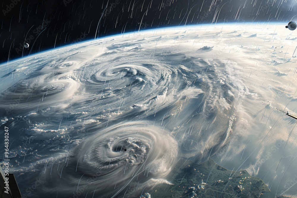 Massive hurricanes can be observed from space, with swirling clouds and ...