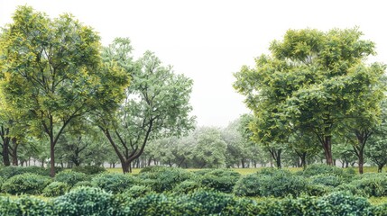 Wall Mural - A serene park scene with lush greenery