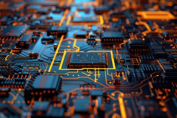 Wall Mural - A detailed shot of a computer circuit board, suitable for tech-related concepts and projects