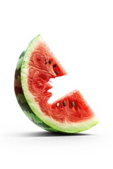 Wall Mural - A slice of watermelon with a bite taken out of it, perfect for a snack or dessert