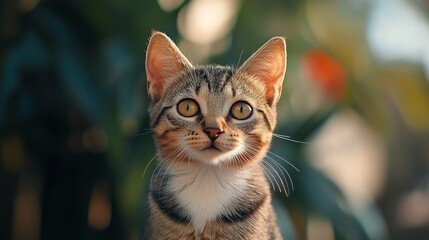 An adorable cat poses for the camera.