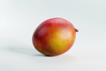 A single mango fruit placed on a white surface