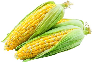 Two fresh ears of corn on a white background