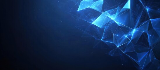 Wall Mural - Abstract Blue Polygonal Network with Glowing Lines