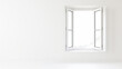 © Bonsales - Open white window on plain white wall. Minimalist design with soft natural light creating an airy feel