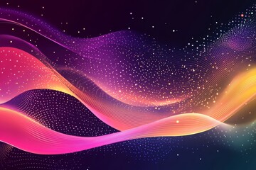 Abstract violet background with shimmering elements featuring line art design