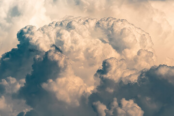 Dramatic sky with thunder cumulus clouds, background, texture