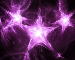 Wall Mural - A violet background with a fractal explosion star illustration rendered in line art style.