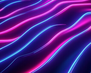 Wall Mural - Animated neon multicolor lines create a dynamic background in this illustration of line art