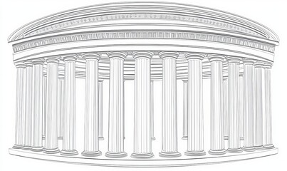 Illustration of architectural structure in line art