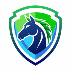 Wall Mural - Green Blue and White Horse Emblem Logo art vector