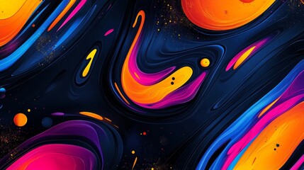 In vibrant colors, an abstract pattern background appears in the line art illustration