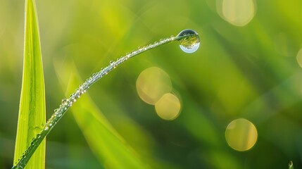 Canvas Print - Dewdrop on a Blade of Grass