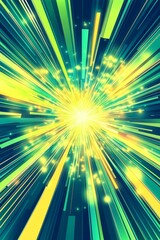 Wall Mural - Featuring a blue and green background with a starburst explosion illustration