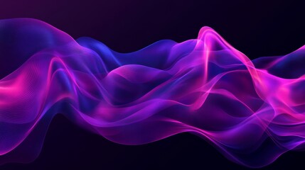 Wall Mural - On a dark background, a pink fire light smoke shape is illustrated as a line art illustration