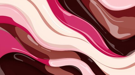 Wall Mural - Colorful wavy stripes create a modern, minimalist background in vibrant shades of pink and brown