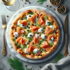 A variety of mushroom pizzas with cheese and tomatoes on a white background