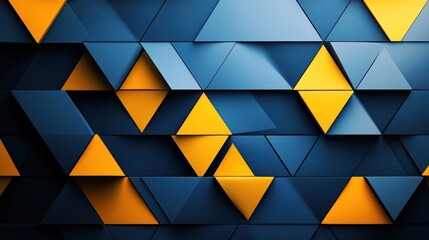 Wall Mural - Abstract Geometric Pattern of Blue and Yellow Triangles