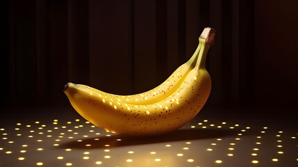 Banana fruit glowing under dark with dotted light ground picture